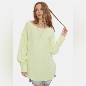 FREE PEOPLE - We The Free - OG Thermal Long Sleeve - Glow Party Green - XS
